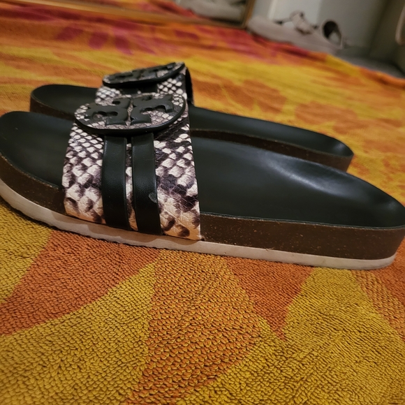 Tory Burch Black and Silver Slide Sandals - Picture 4 of 9